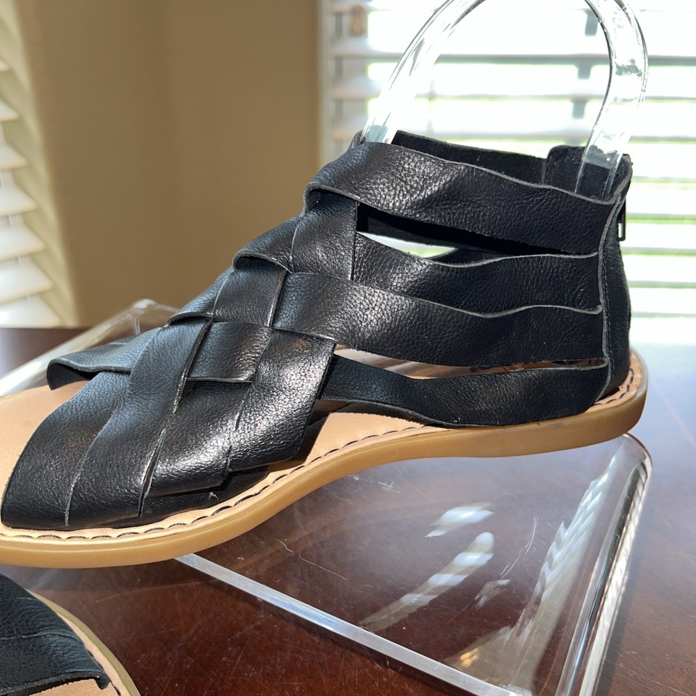 Born IWA Woven Leather Black Sandals Shoes Sz 7M Boho Beachy Resortwear Granola - Picture 8 of 15
